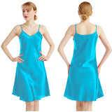 SATIN SLIM STRAP V-NECK SUSPENDER NIGHTDRESS