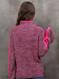 Spliced Long Sleeve Turtle Neck Sweater