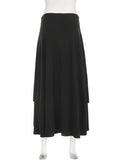 Irregularly Spliced Silm Waist Long Skirt