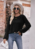 Casual Round Neck Pleated Long Sleeve T-shirt