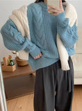 Thick twist pullover loose knit sweater