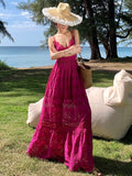 Eyelet Bright Fuchsia Maxi Dress