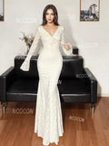 Bell Sleeves Lace White Maxi Dress