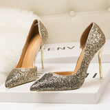 THIN HIGH-HEELED SEQUINED POINTED SHOES