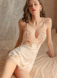 LACE GAUZE SATIN SPLIT ICE SILK SEXY PAJAMAS