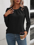 Round Neck Pleated Long Sleeve Shirt