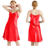 SATIN SLIM STRAP V-NECK SUSPENDER NIGHTDRESS