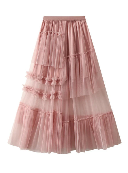 Irregular Gauze Skirt Cake Skirt