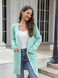 Rib Cardigan Pocket Solid Color Knitted Sweater Coat