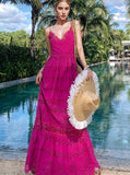 Eyelet Bright Fuchsia Maxi Dress