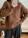 Thick twist pullover loose knit sweater