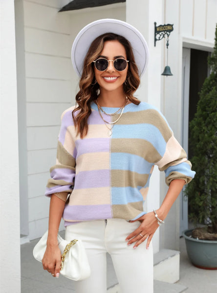 Crew Neck Stripes Sweater