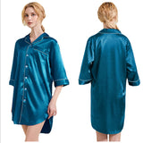 LOOSE SILK PAJAMAS V-NECK NIGHTGOWN