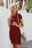 Short Sleeve Ruched Stretchy Bodycon Dress