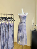 Elegant Lavender Floral Accents Dress