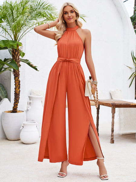 Orange Belt Wide-Leg Jumpsuit