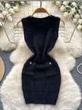 V Neck Stylish Sleeveless Knitted Dress