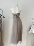 Floral Soft Tulle Elegant Strapless Dress