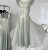 Vintage-Inspired Pastel Green Summer Maxi Dress