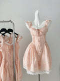 Lace Trims Romantic Blush Pink Dress