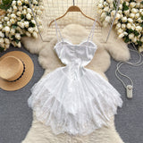 Lace Flared Tulle Skirt White Corset Dress