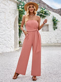 Stylish Strapless Jumpsuit with Pockets