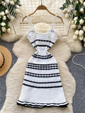 Black & White Geometric Stripes Sling Dress