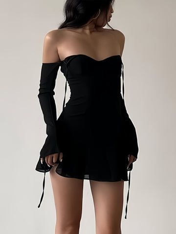 Chic Silhouette Off-Shoulder Bell Sleeve Dress