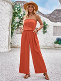 Stylish Strapless Jumpsuit with Pockets