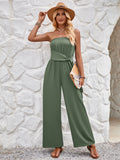 Stylish Strapless Jumpsuit with Pockets