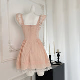 Lace Trims Romantic Blush Pink Dress