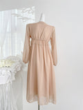 Sheer Long Sleeves Sparkling Embellishments Layered Dress