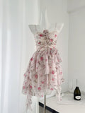 Floral Elegance Halter Chiffon Mini Dress