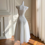 Structured Bodice Voluminous Skirt White Party Dress