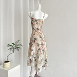 Asymmetric Cut Pastel Floral Dress