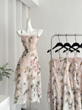 Asymmetric Cut Pastel Floral Dress