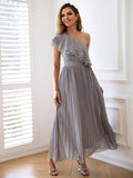 Platinum Grace One-Shoulder Chiffon Party Dress