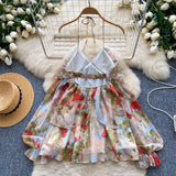 Flowing Layers Floral Print Chiffon Dress