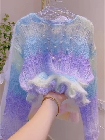 Delicate Knit Dreamy Color Ombre Sweater