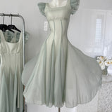 Vintage-Inspired Pastel Green Summer Maxi Dress