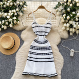 Black & White Geometric Stripes Sling Dress