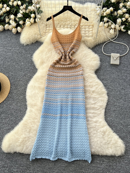 Gradient Unique Ruched Knit Dress