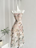 Asymmetric Cut Pastel Floral Dress