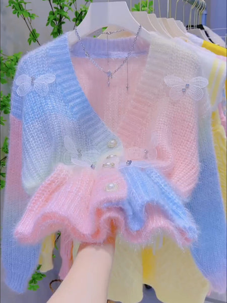 Butterfly Embellishments Pearl Pastel Cardigan