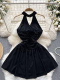 Elegant Black Halterneck Cocktail Dress