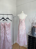 Spaghetti Straps Slim Silhouette Floral Pink Dress