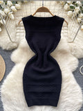 V Neck Stylish Sleeveless Knitted Dress