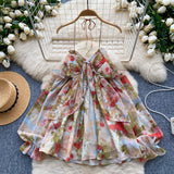 Flowing Layers Floral Print Chiffon Dress