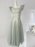 Vintage-Inspired Pastel Green Summer Maxi Dress