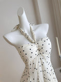 Playful Polka Dots Flowy Strapless Dress